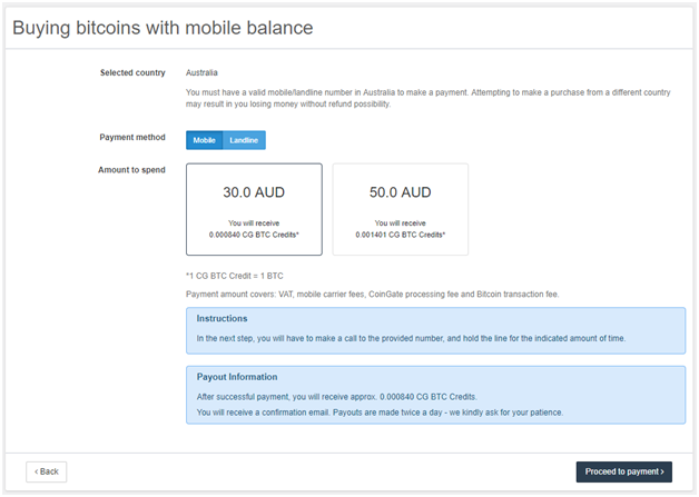 Buy BTC with mobile balance