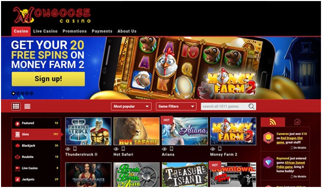 Mongoose casino free spins