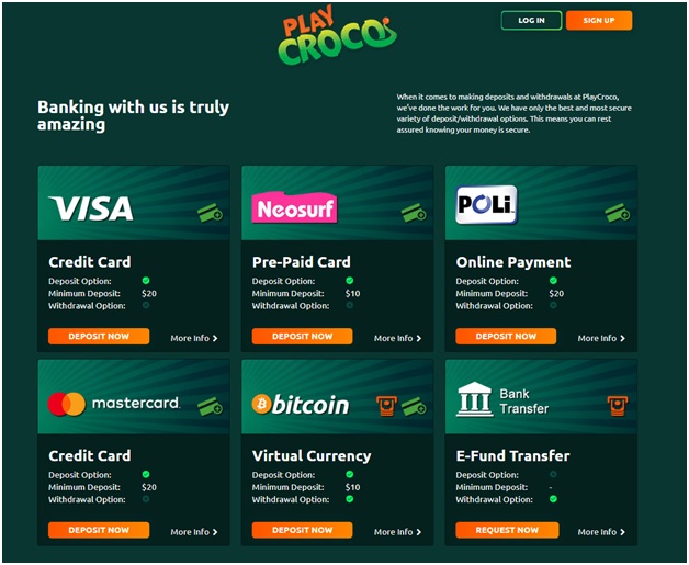 Play Croco Casino- Banking