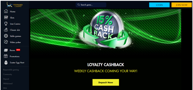 Winward casino cashback