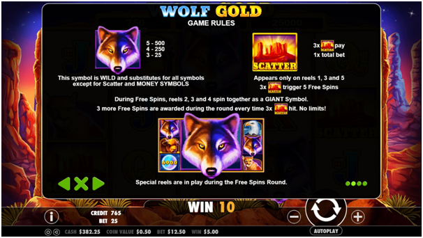 Wolf Gold Pokies- Game Play