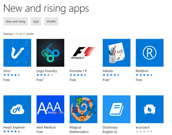 New and rising apps